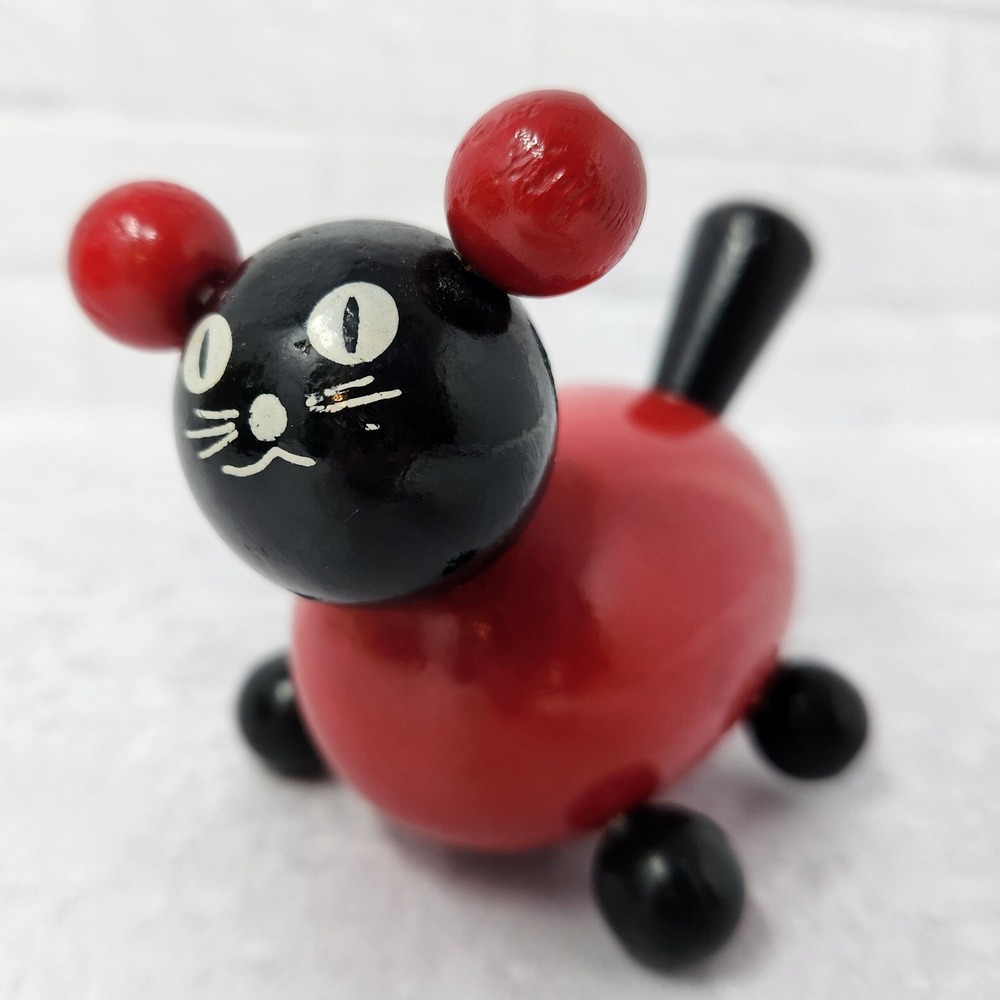 Rare‎ Vintage Wooden Toy The Cat Kitty Brio 1970s 1980s Sweden Tiny Red Wood Cat